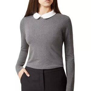EUC Hobbs London Sasha Collared Top, Sz - Lg